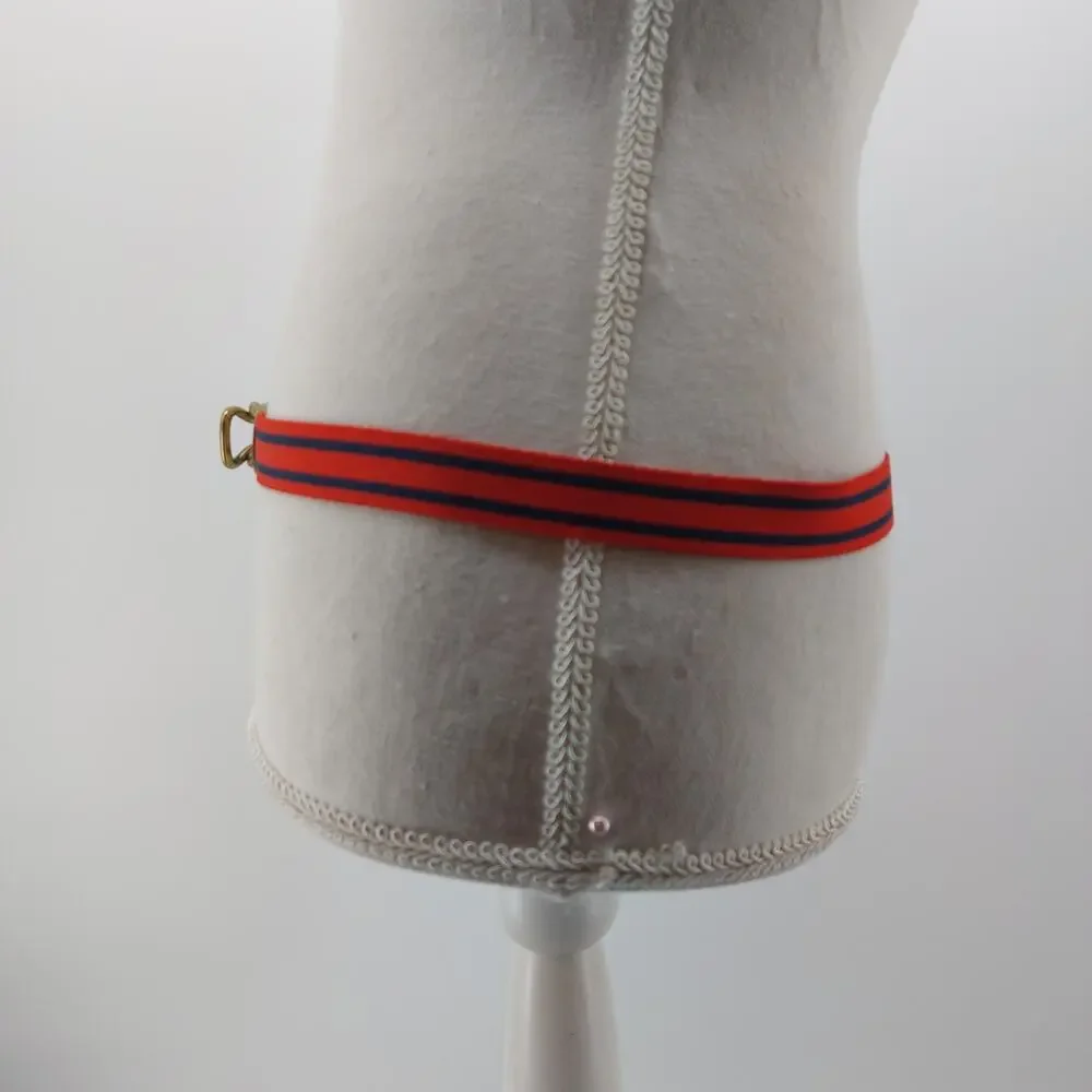 Women's Vintage Red Navy Blue Striped Skinny Cinch Belt OS